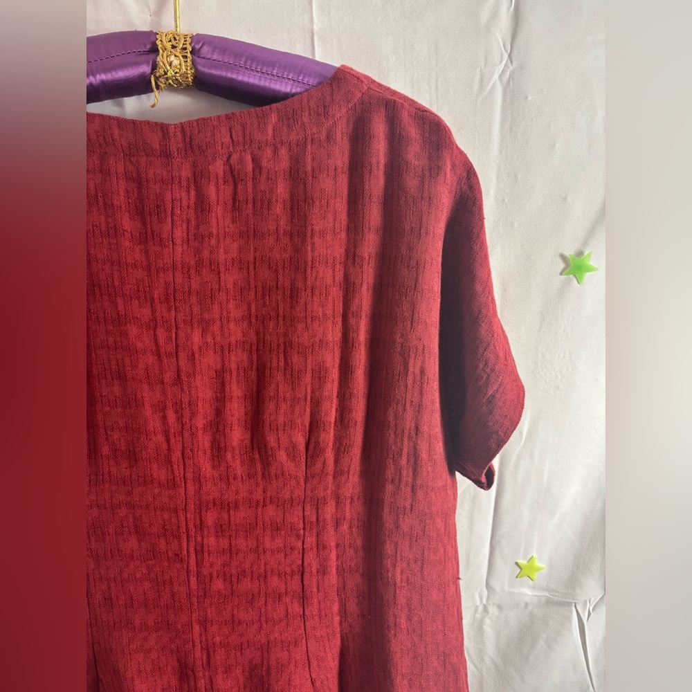 NWT Brick Red Soft Surroundings Remi Gauze Slip Linen Blend Shirt Dress Size M - Picture 11 of 16